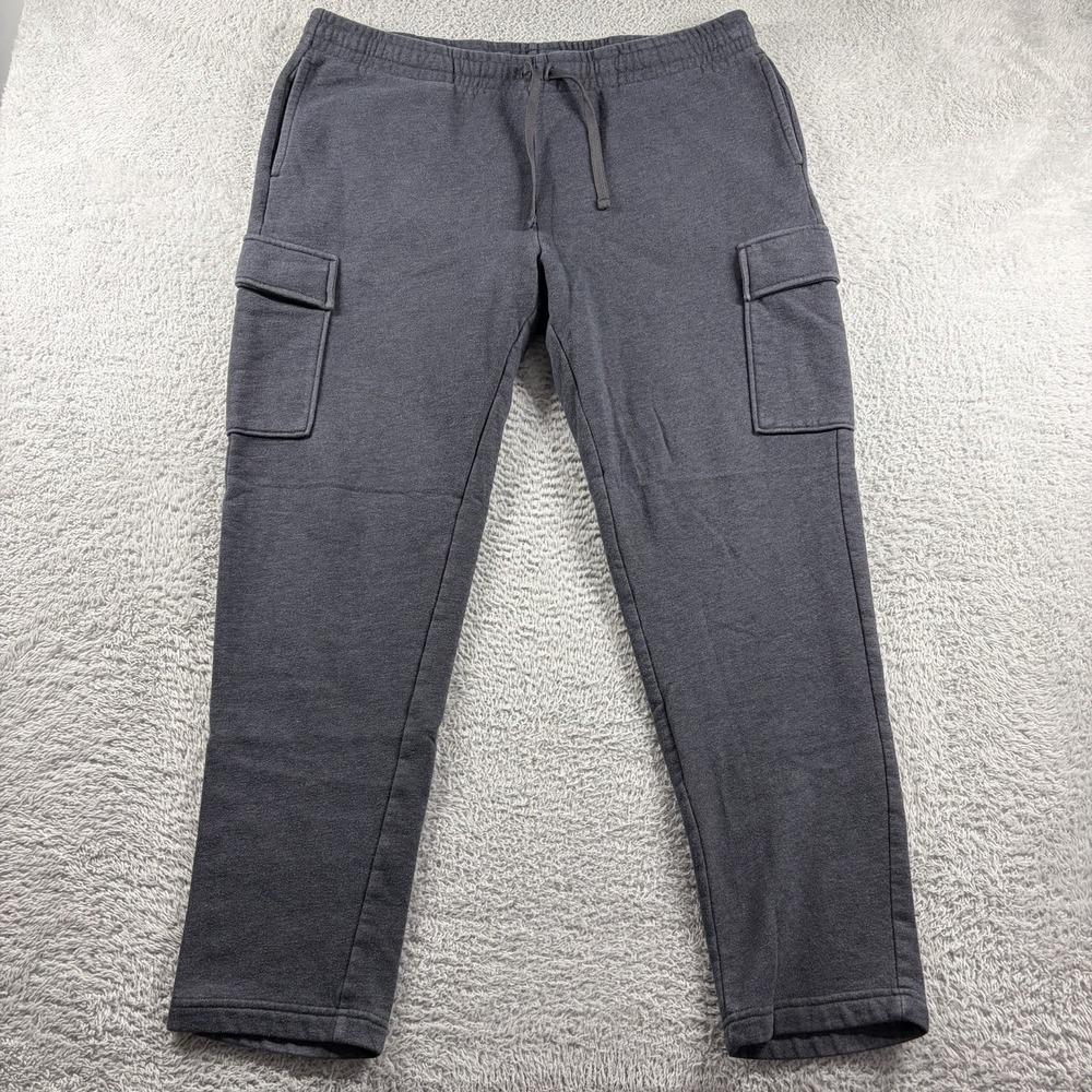 Tek Gear Ultra Soft Fleece Pants Mens XL Gray Cargo Sweat Pants Straight‎ Leg